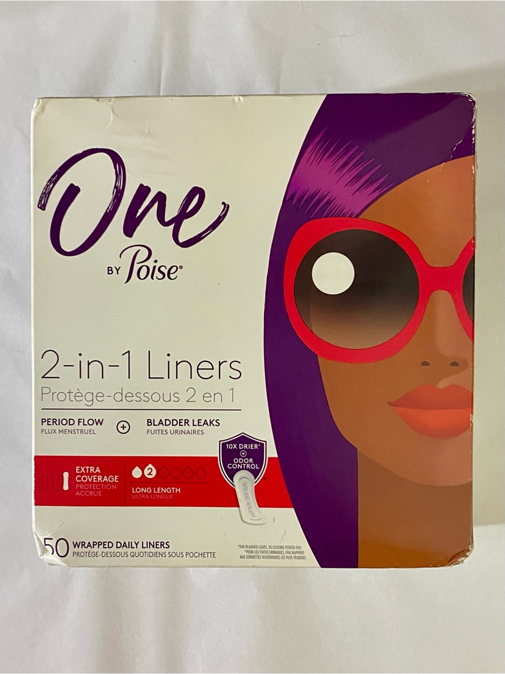 One by Poise 2-in-1 Liners (Long) - 50 count